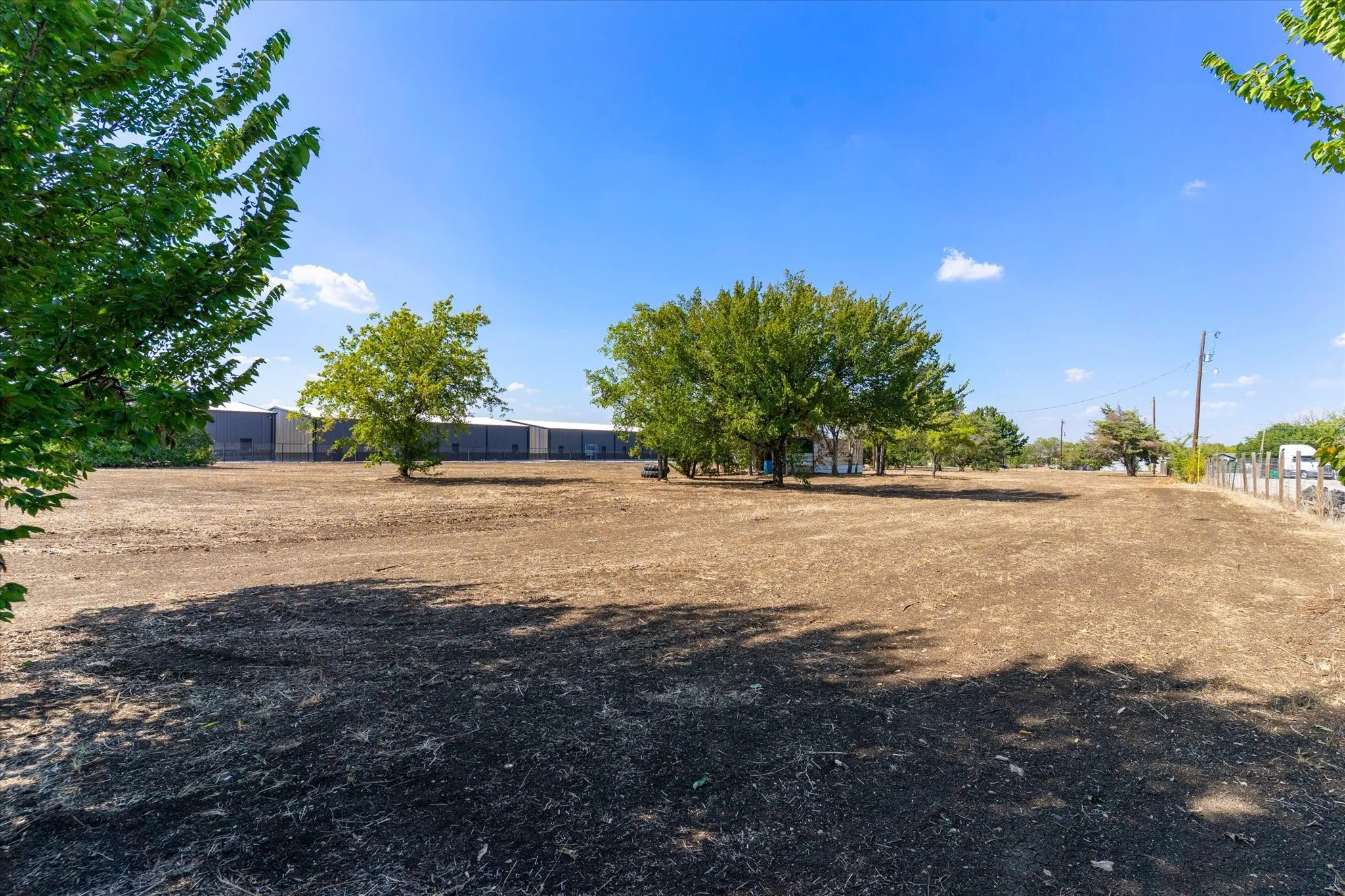 Expansive cleared lot with mature trees