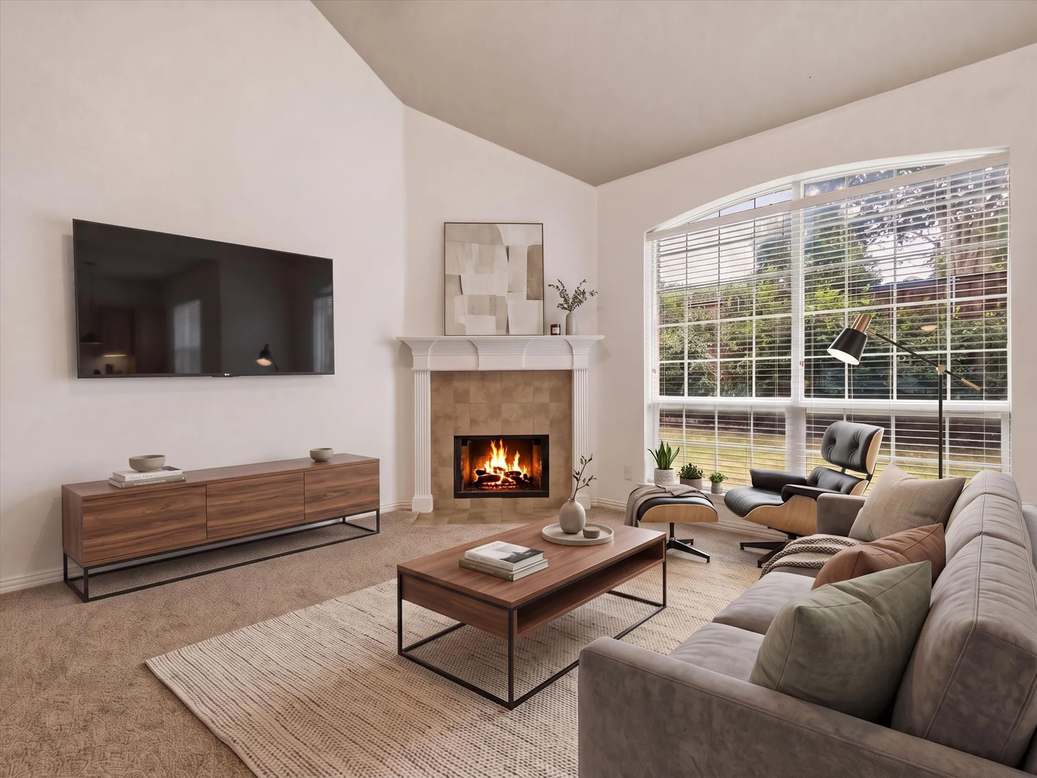 Virtually staged living area