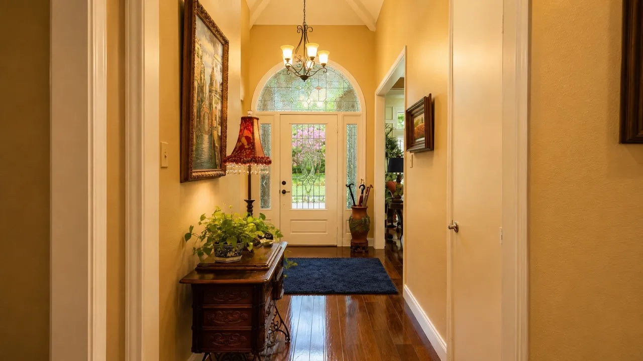 Looking back towards the front door...living room is on the right