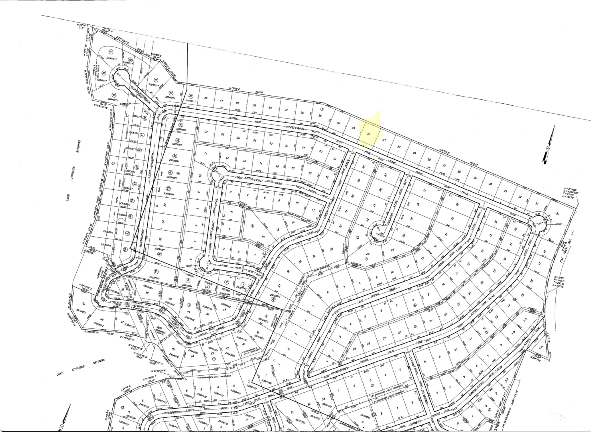 Plat Map with Lot 32 Highlighted