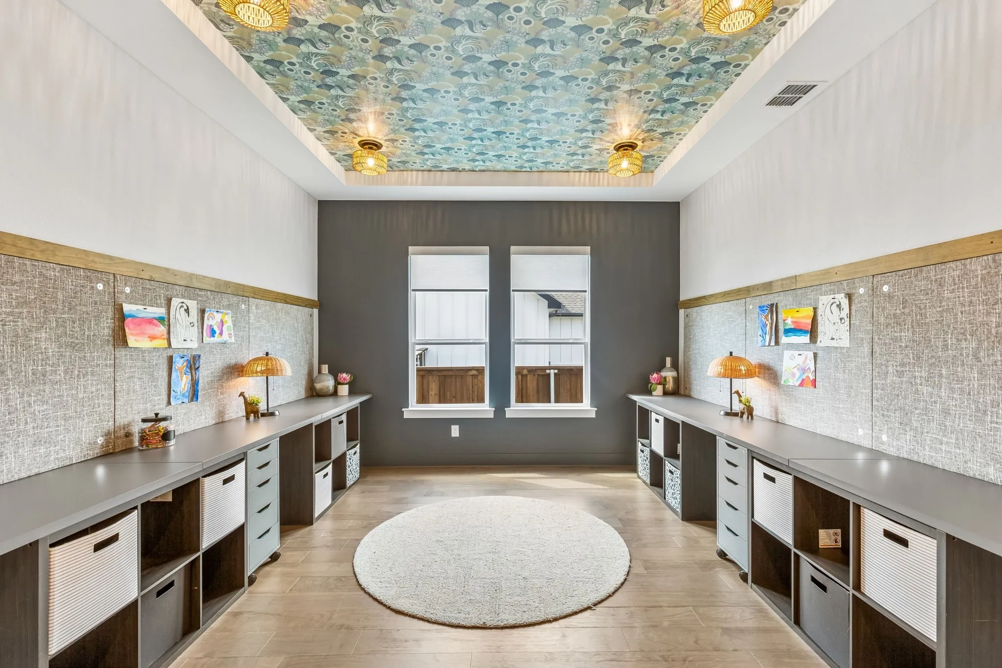 This floorplan includes an incredible flex space downstairs.  Currently used as a play space, the possibilities here are endless.