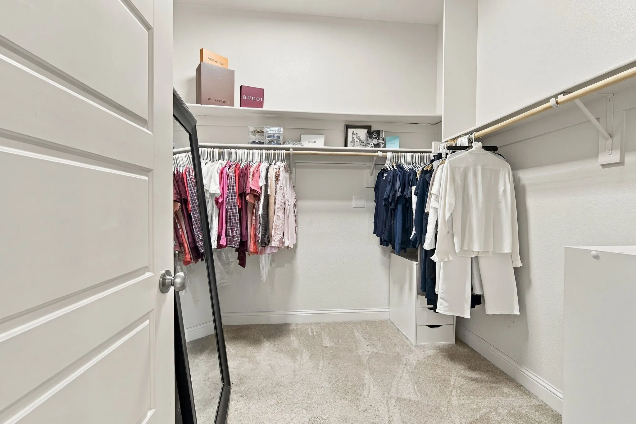 One of the two closets in the primary bathroom