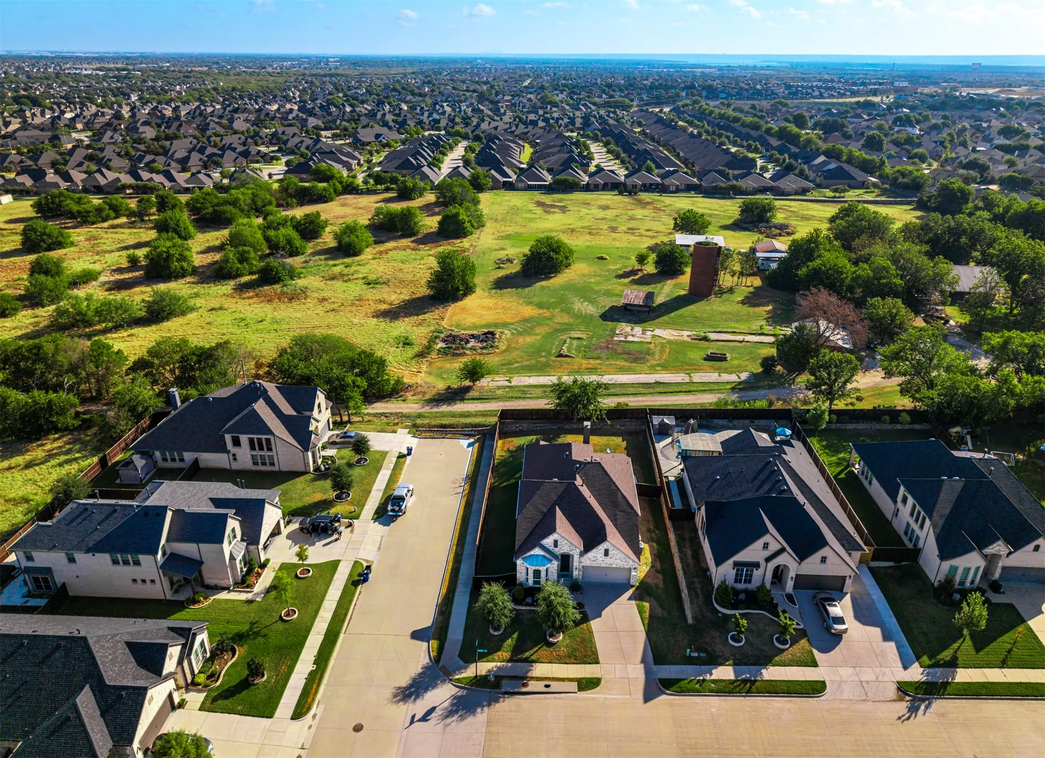 Expansive residential neighborhood with varied architectural styles