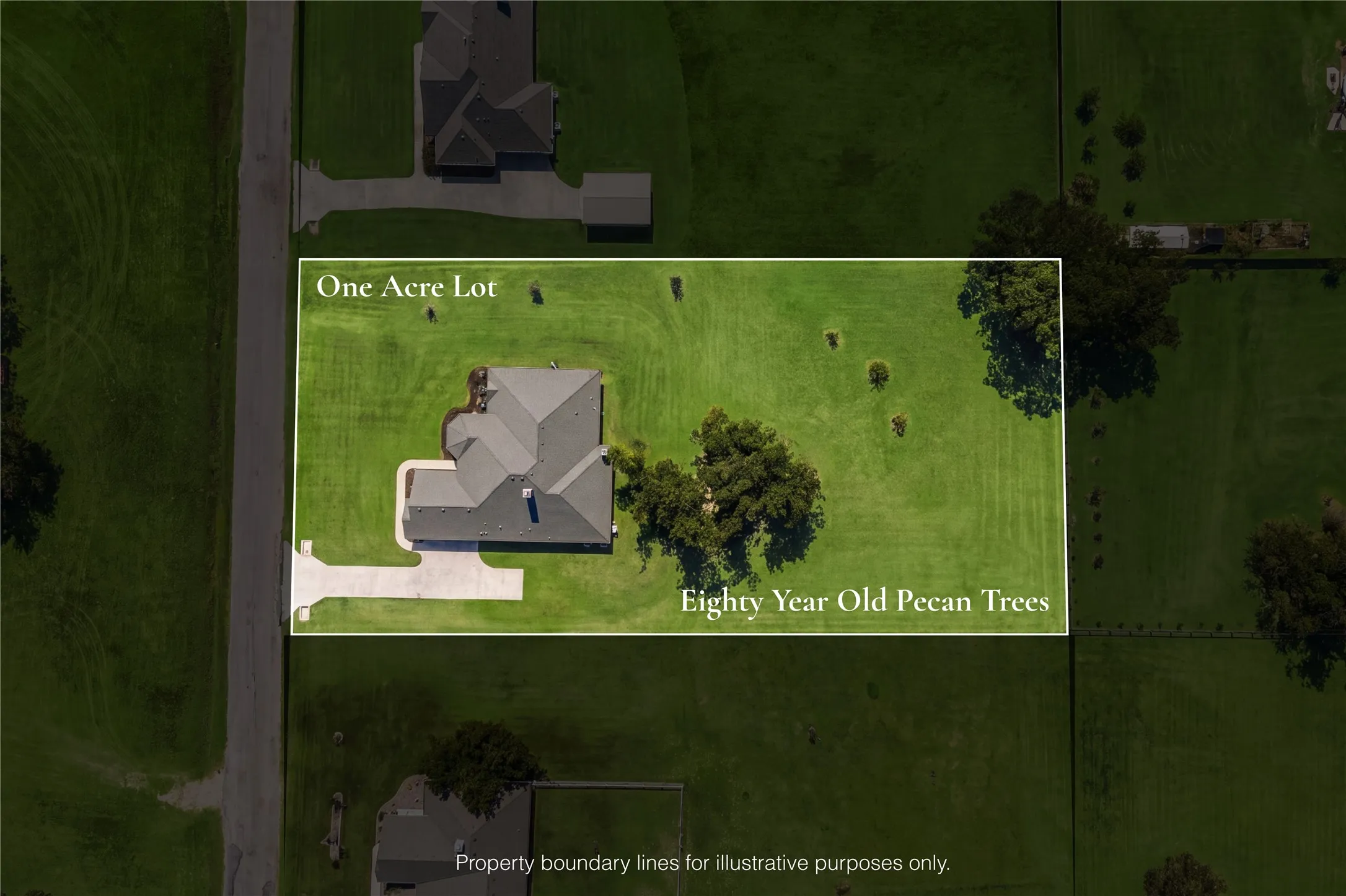 The full one-acre homesite provides meaningful usable yard beyond the home's footprint, with space for recreation, entertaining and everyday outdoor living.