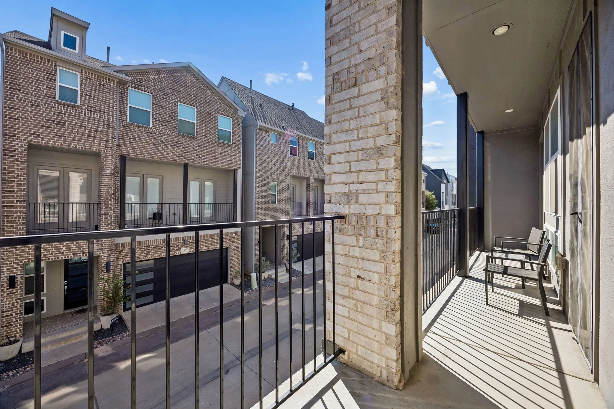 The balcony offers a place to sit outside relax