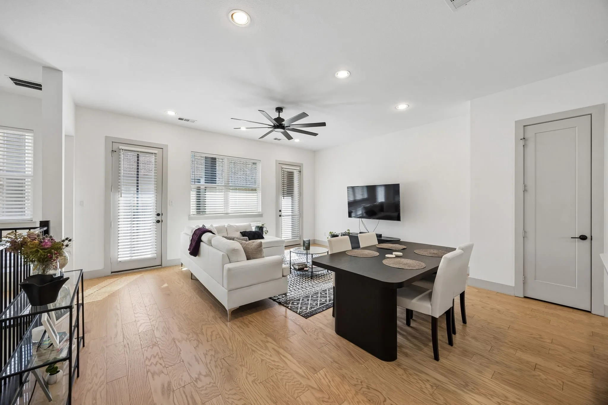 Open living space on 2nd floor with natural hardwoods.