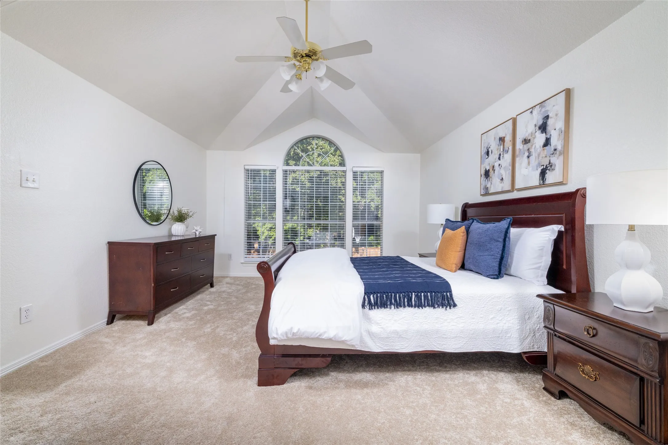Vaulted ceiling with an arched window