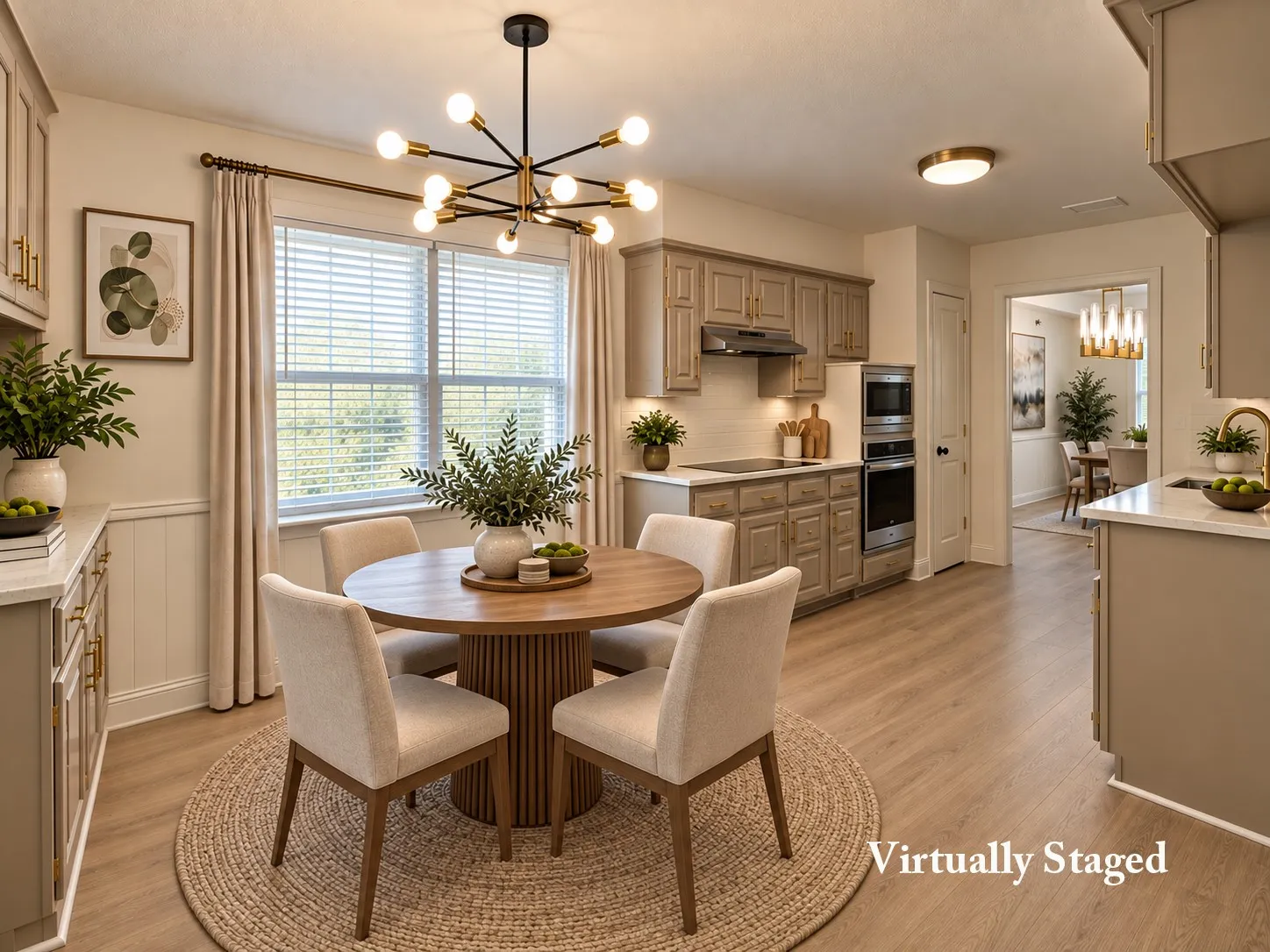 Kitchen featuring light wood-finish flooring, recessed lighting, built-in stainless steel double oven, and a tile backsplash