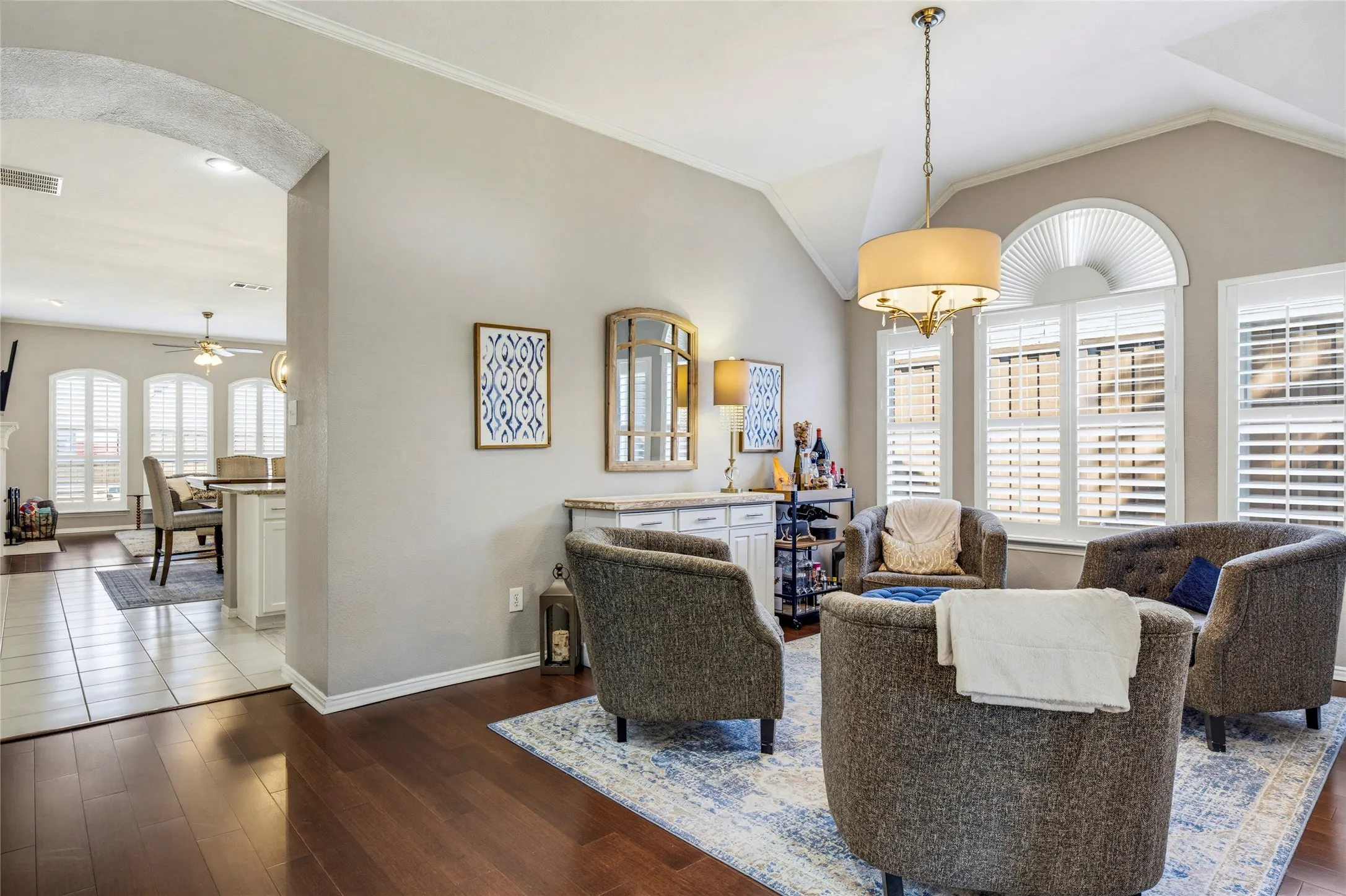 Looking from entry toward the kitchen and living room.