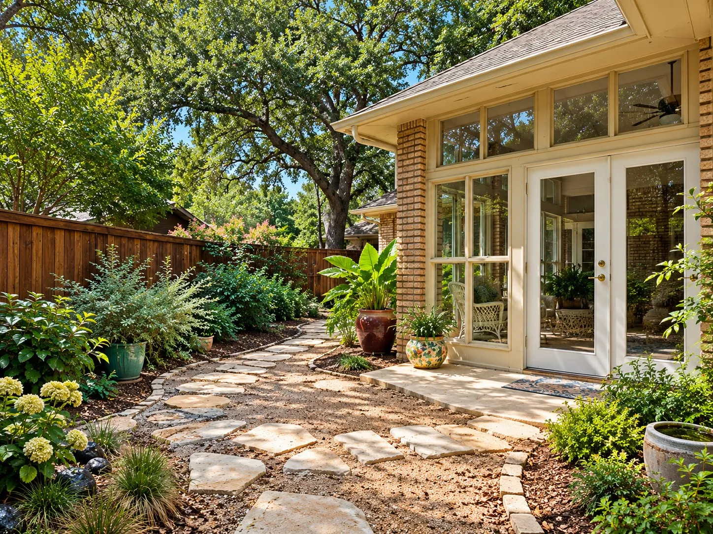 The other spacious backyard section off the sunroom. A garden lover's DREAM!