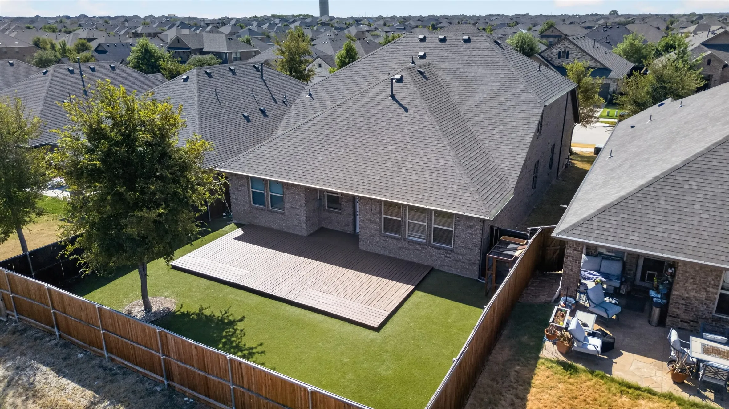 Aerial view of the great backyard space