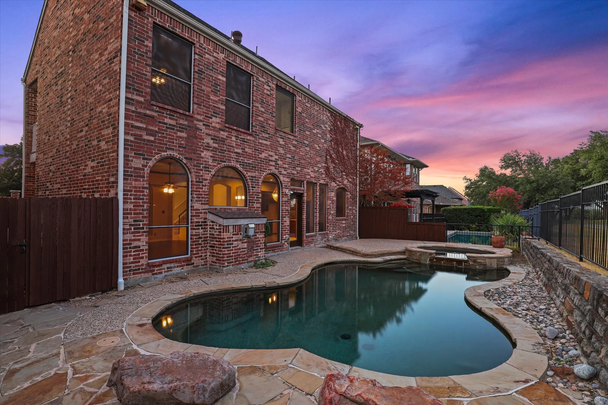 Sunset views of the pool