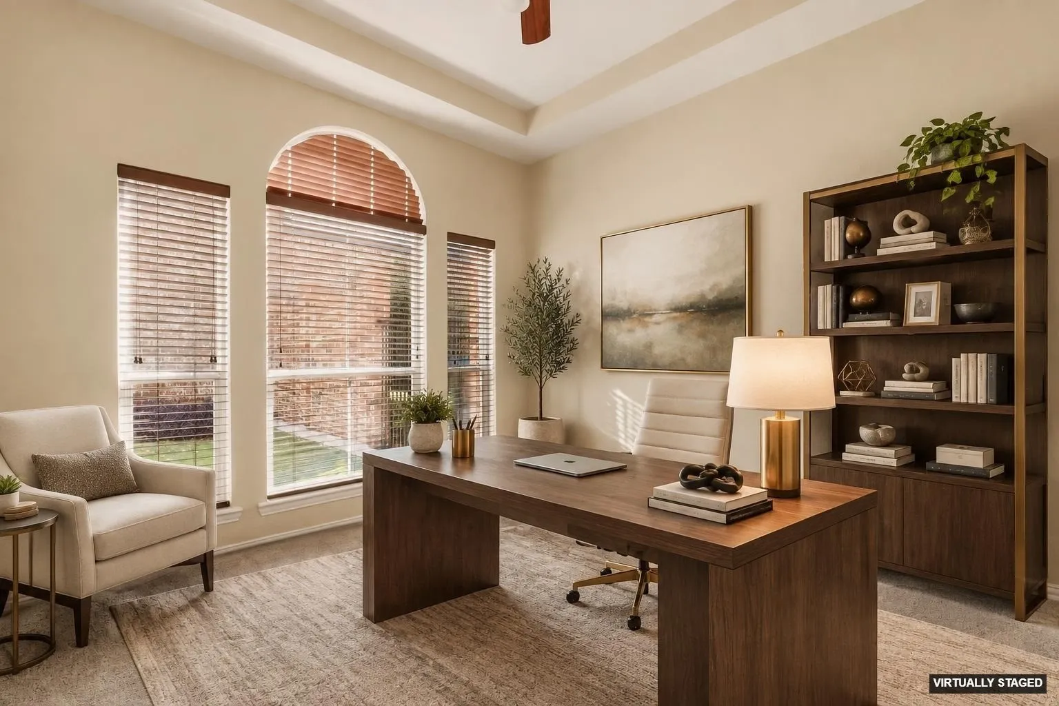 Bedroom #1 on the first floor works as a Bedroom or Office (virtually staged)