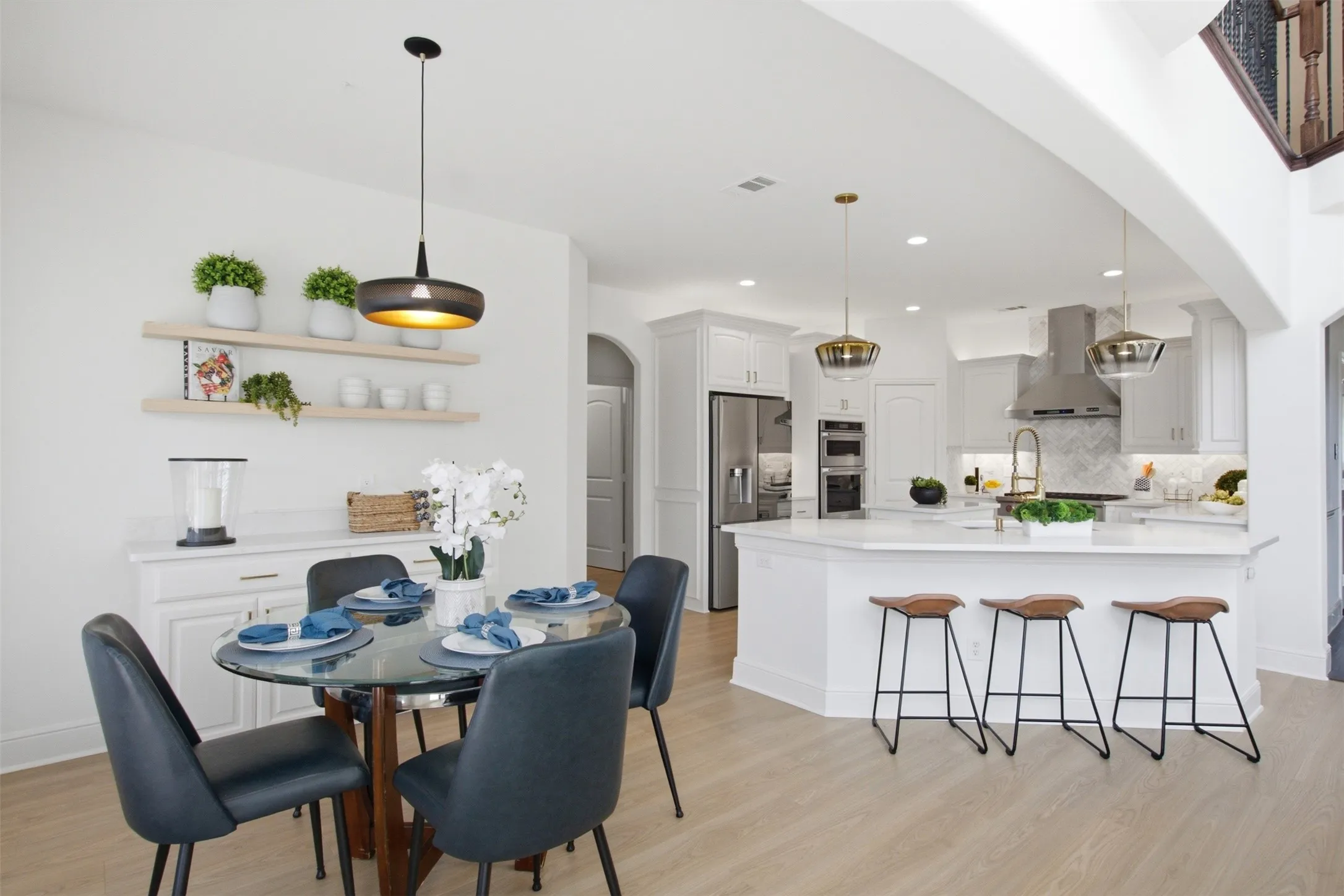 Breakfast nook with custom coffee bar