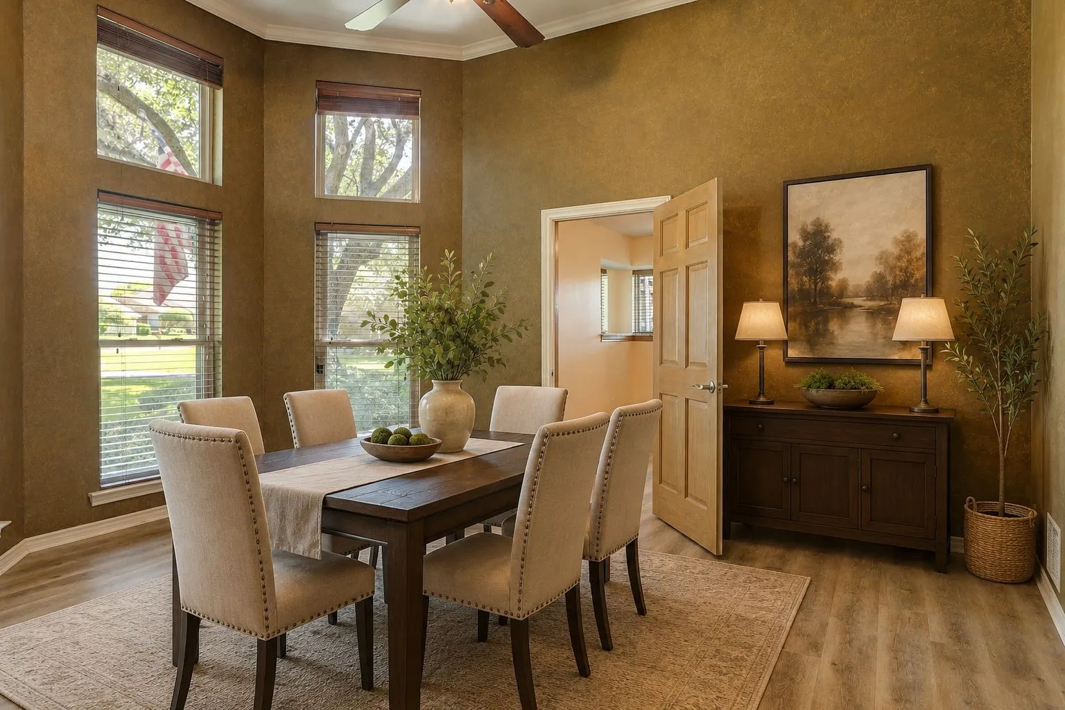 Staged dining area