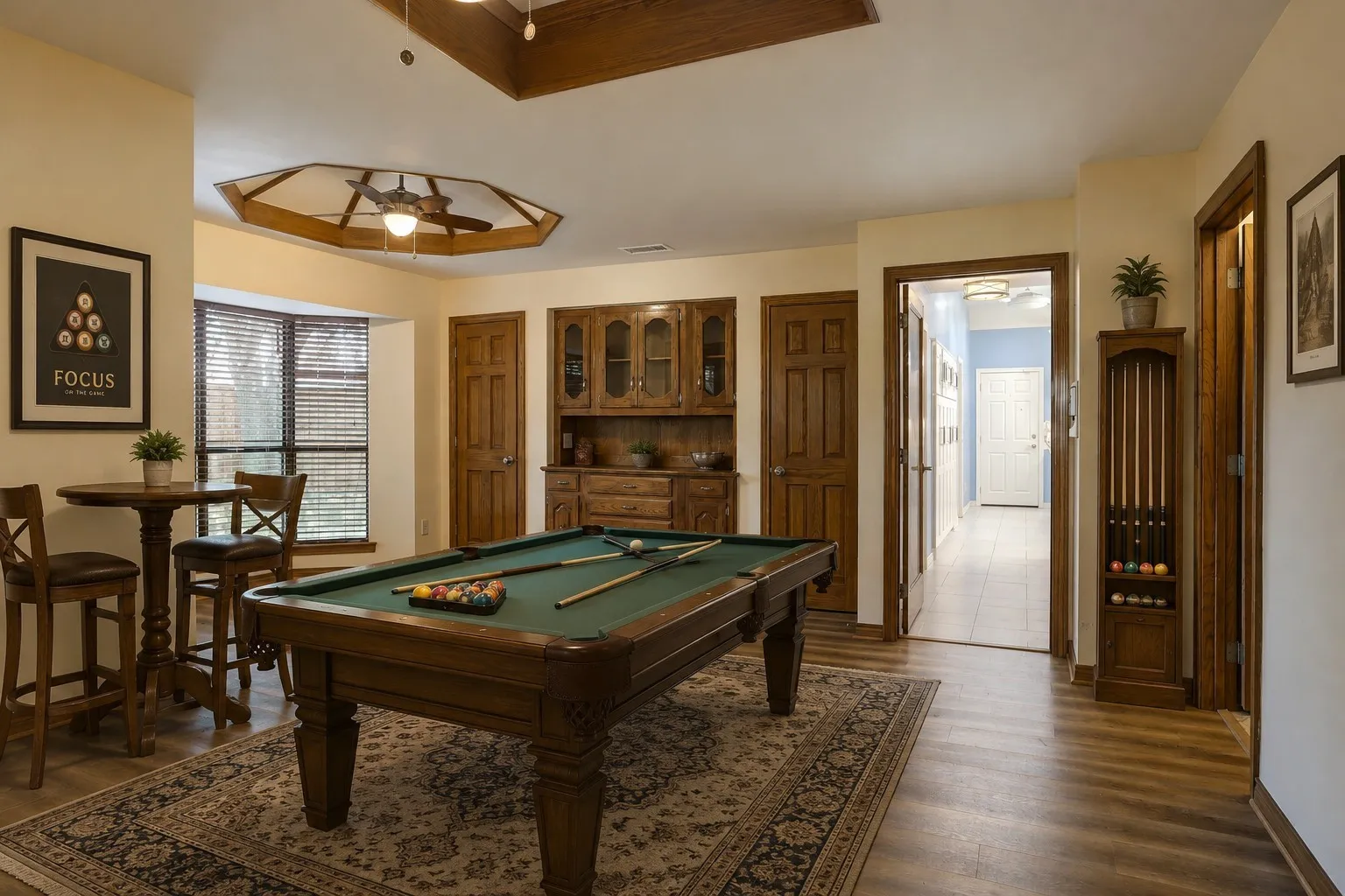 staged game room