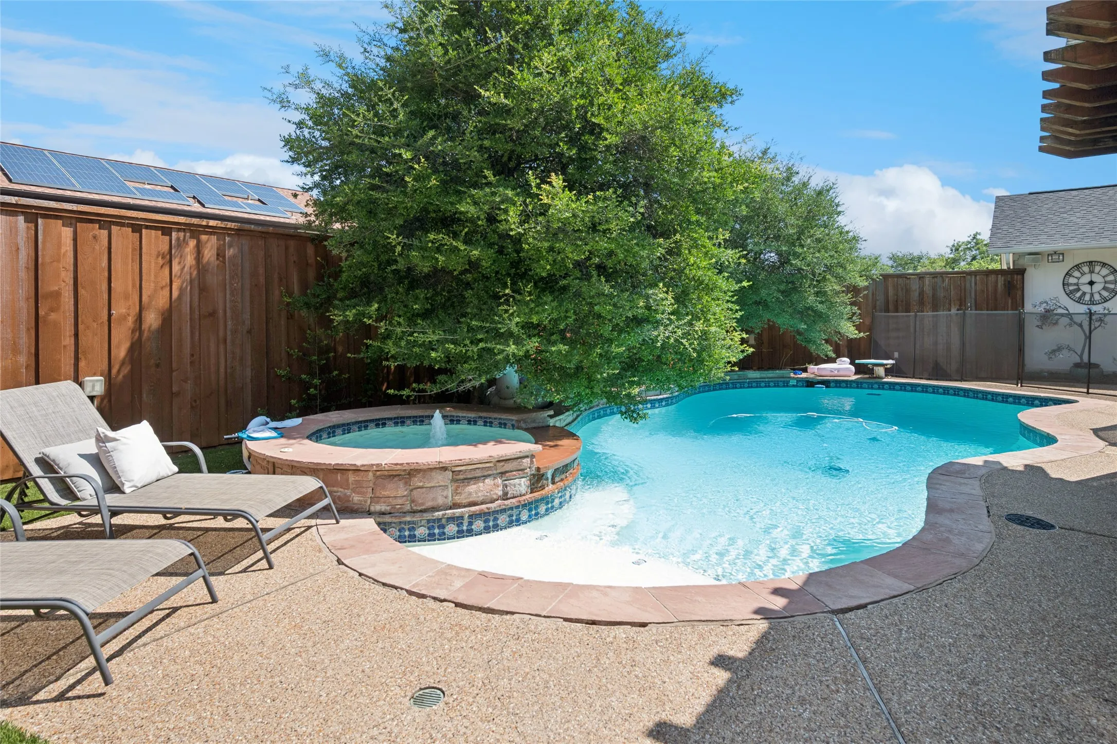 With long summers, the pool and spa offer an inviting backyard.