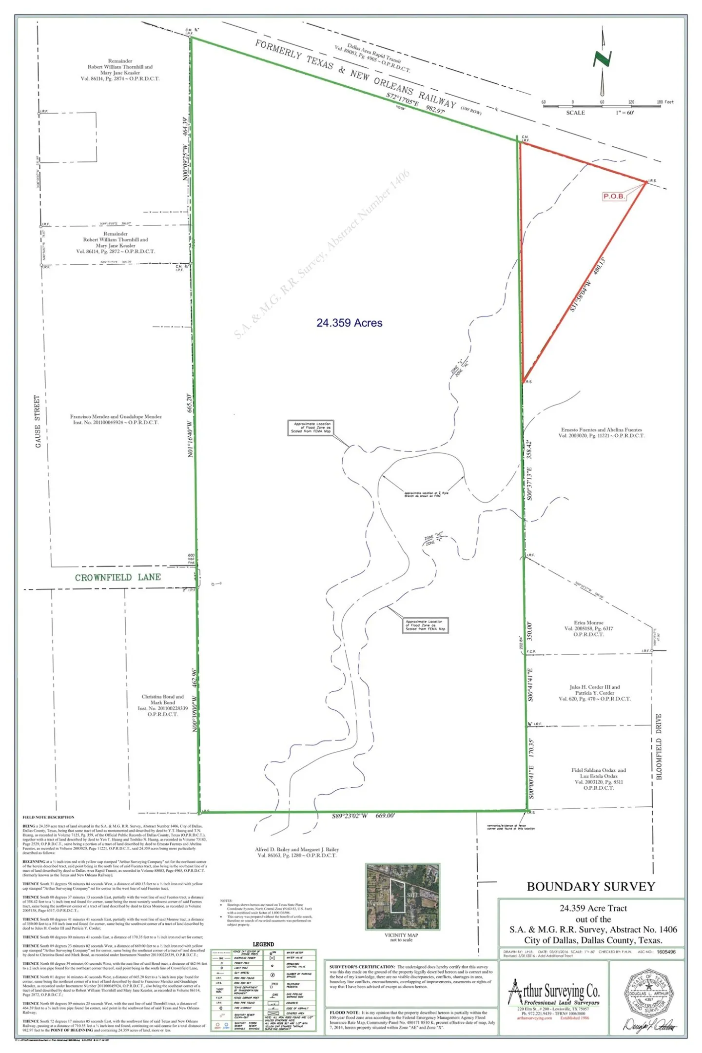 Boundary Survey. Depicting the surveyed boundaries and acreage of the property