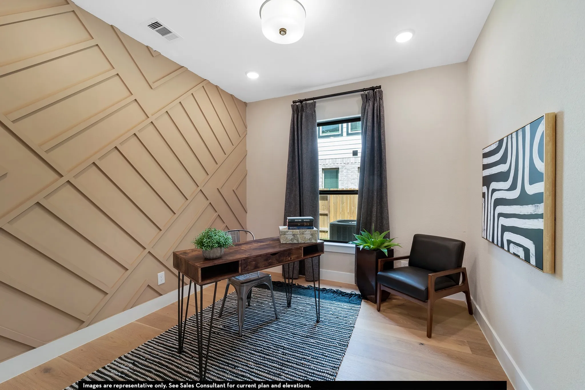 Accent wall featuring geometric paneling