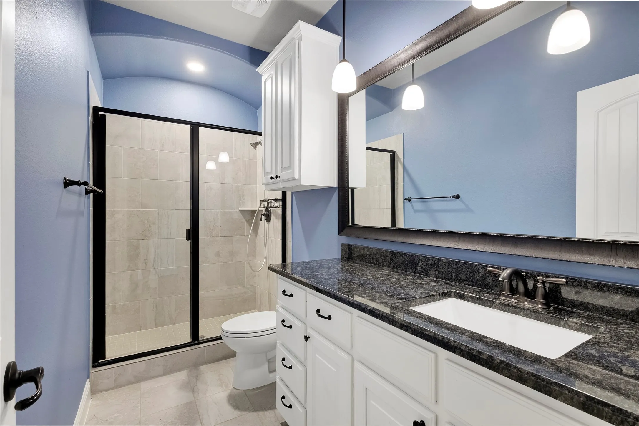 Split bathroom next to split bedroom