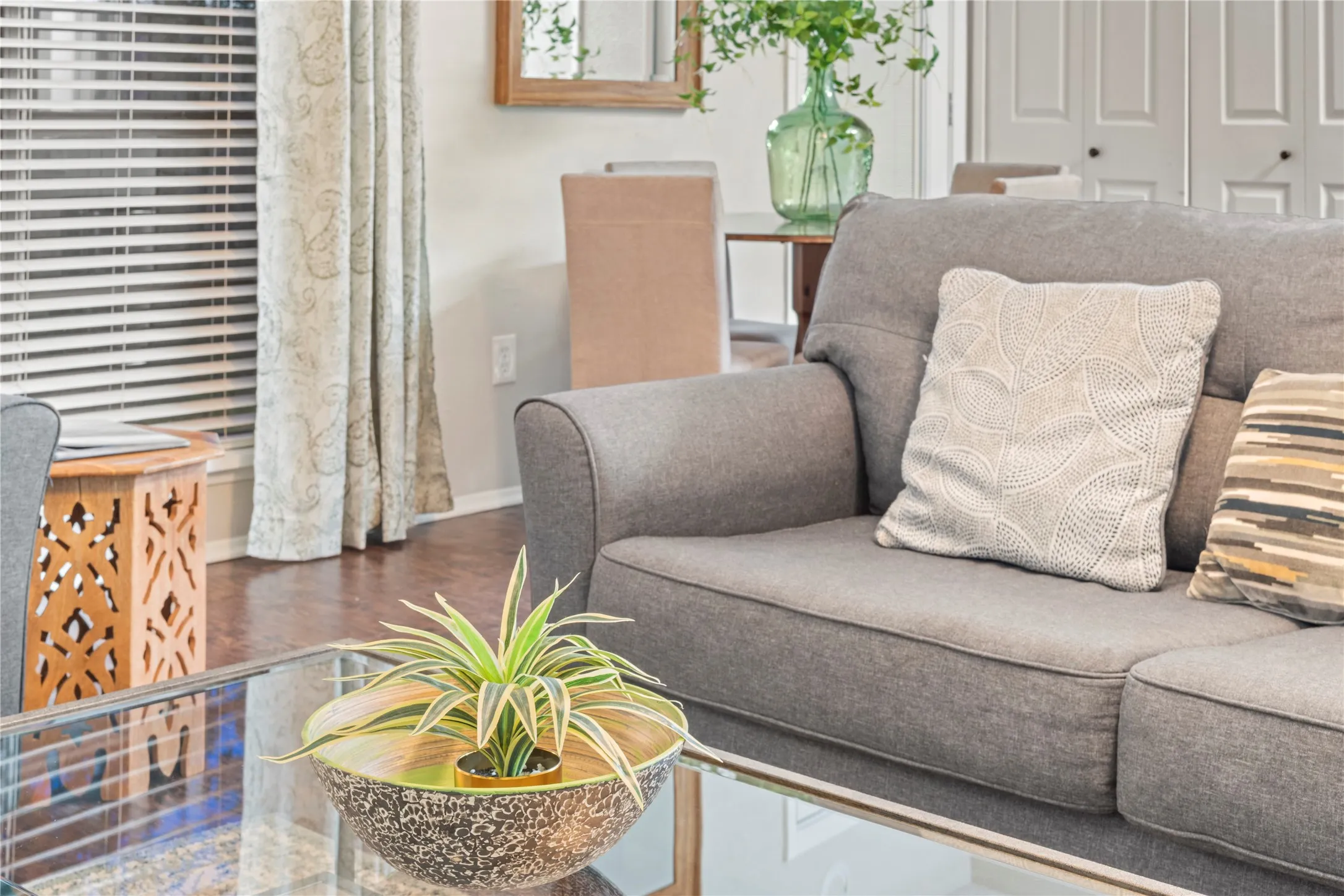 Wood-finish flooring throughout