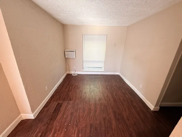 Wood-finish flooring with white trim