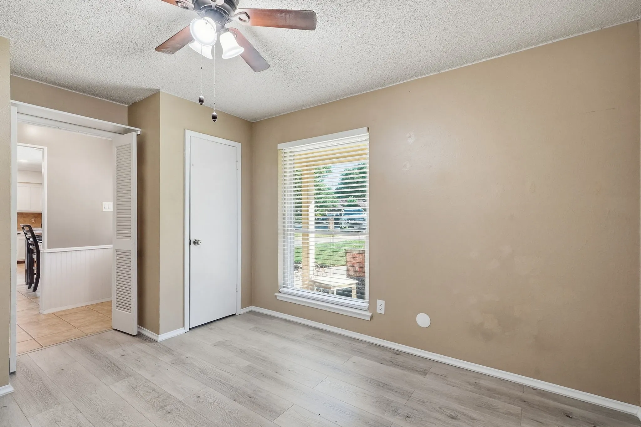 Wood-finish flooring with baseboards