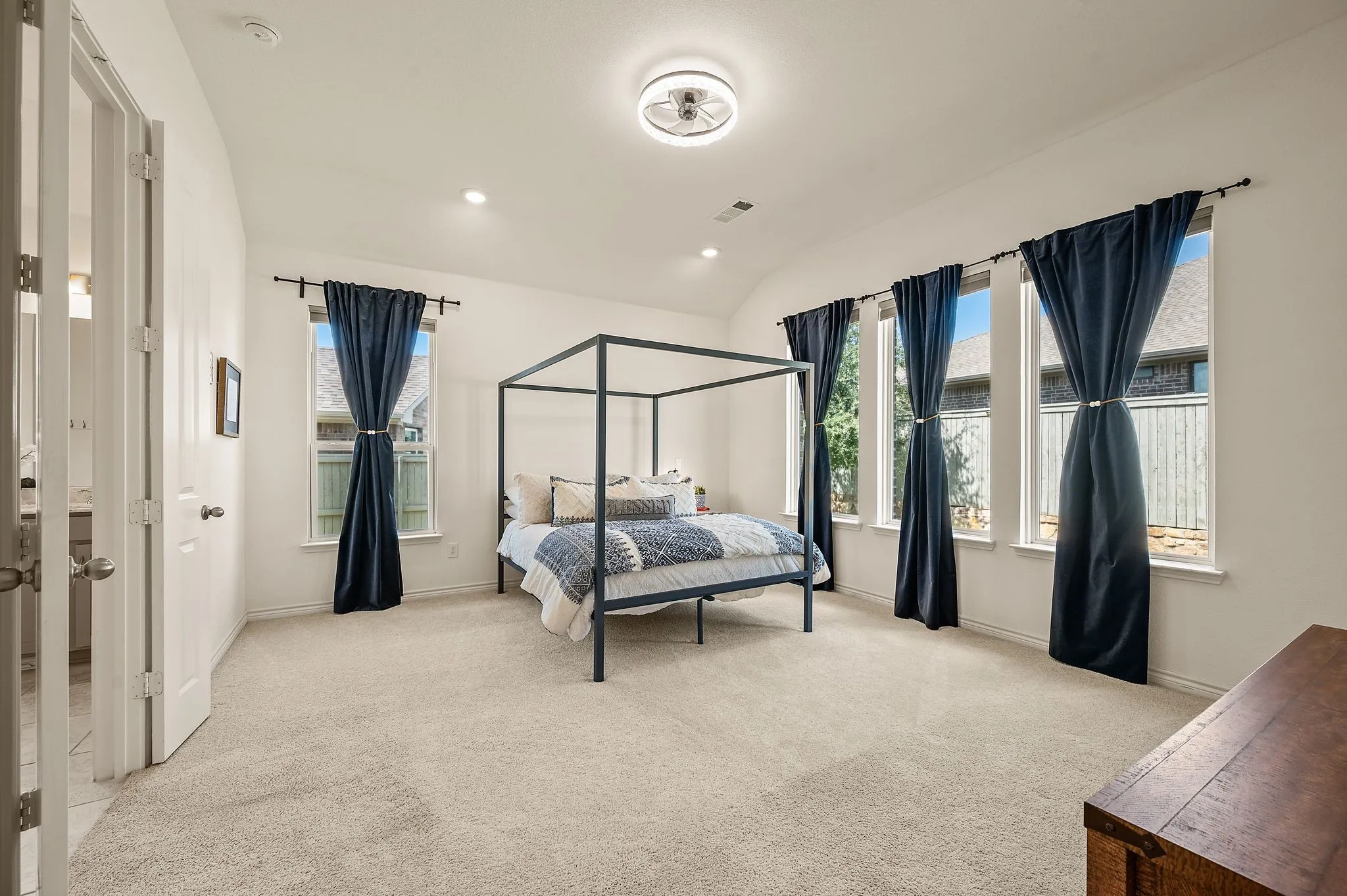 Large and private primary bedroom that has so much space for all your large bedroom furniture...
