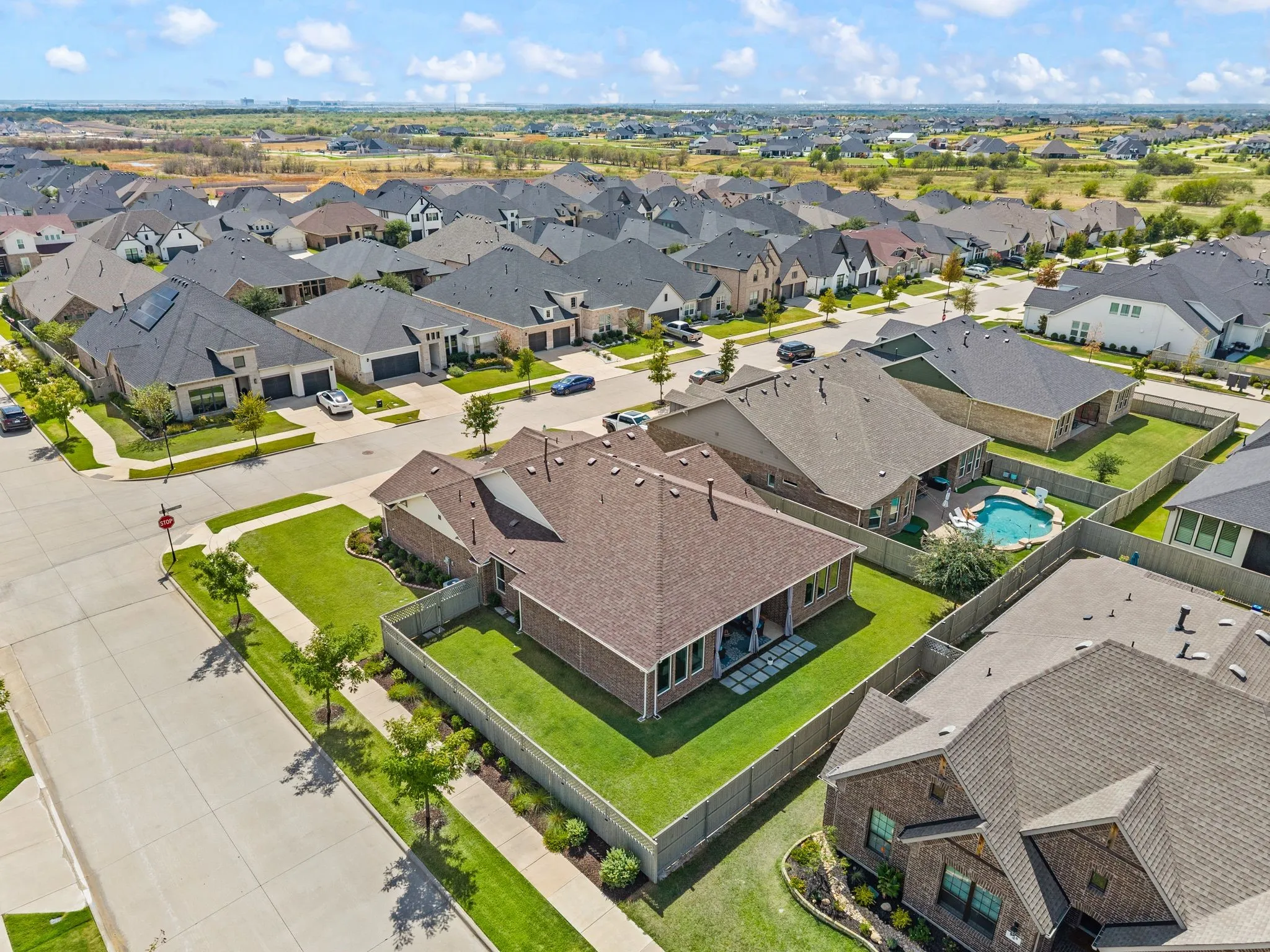 Private backyard with a covered patio, complete backyard private fencing that was extended for extra yard and privacy.