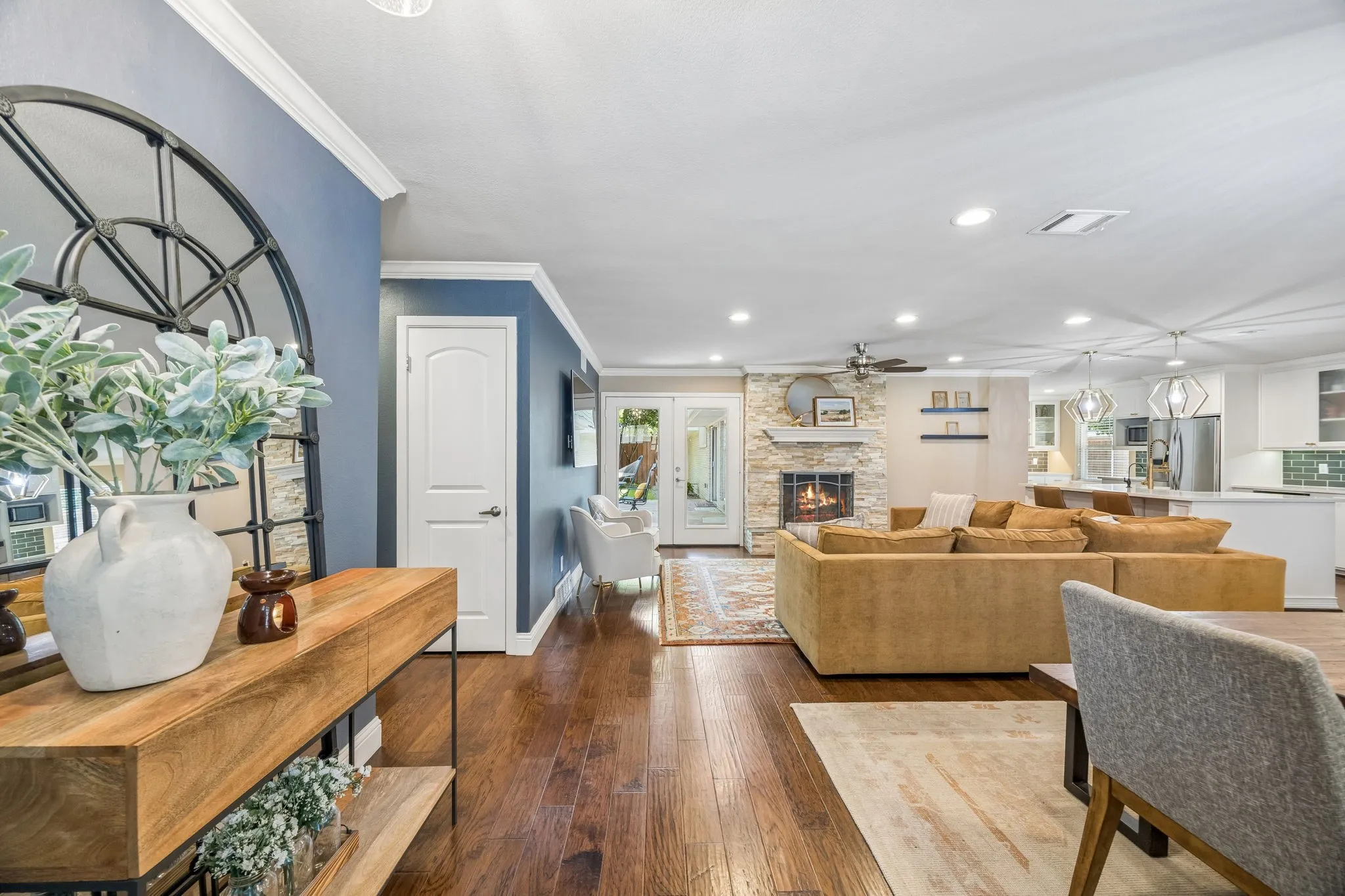 Spacious Living and dining areas open to kitchen