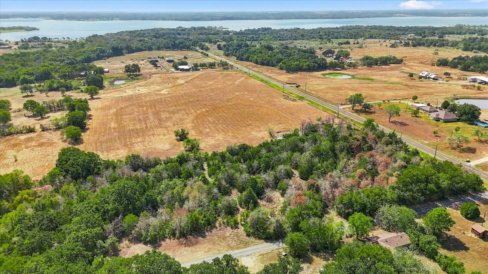 Navarro Mills Lake is south of the property
