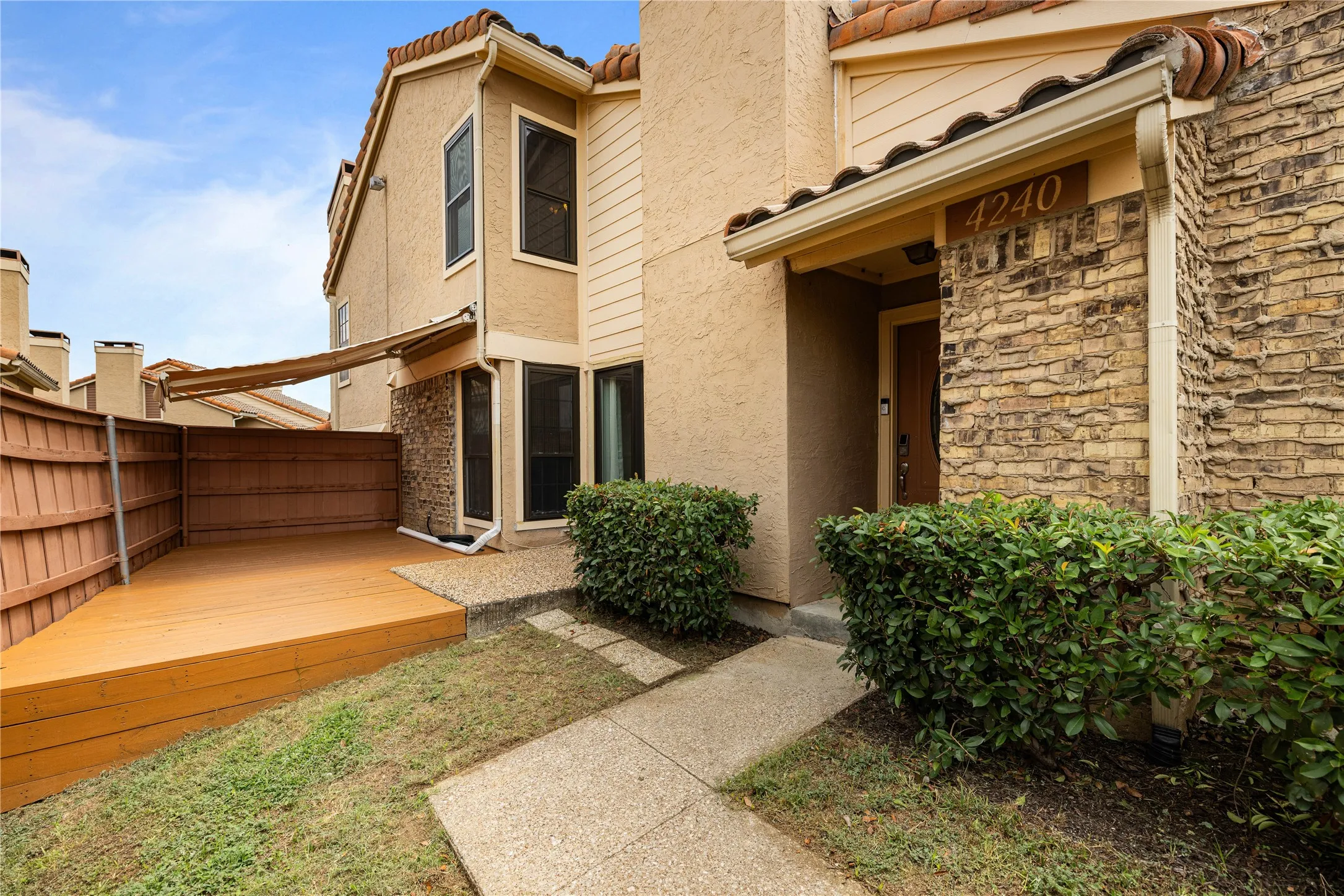 Your private yard and deck area with shade.