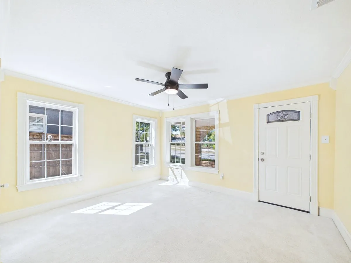 Bright room with light-colored walls and white trim