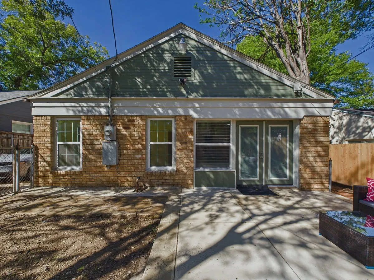 Brick exterior with gabled siding