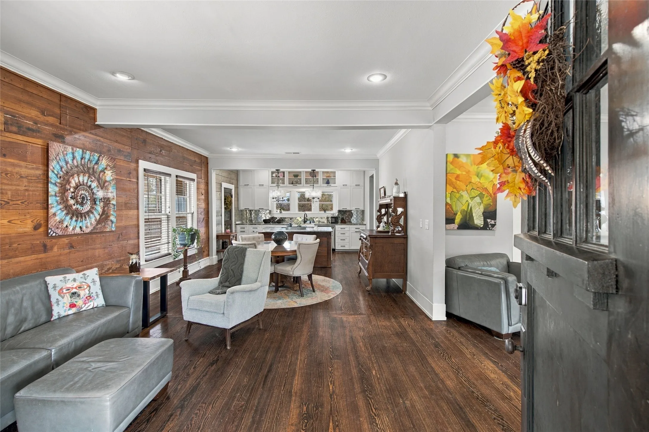Original hardwoods throughout most of the home with an open floor plan.