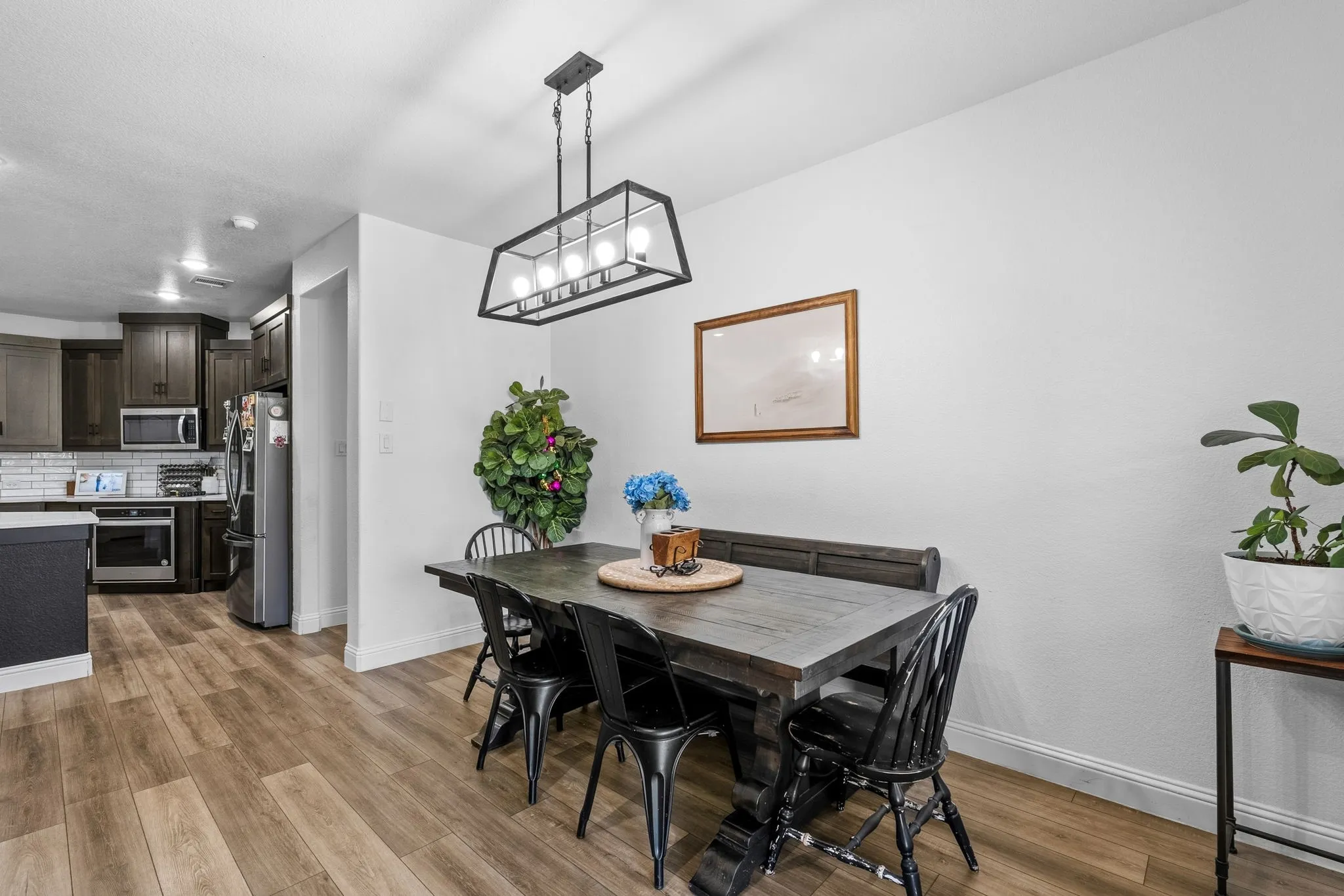 Wood-finish flooring throughout