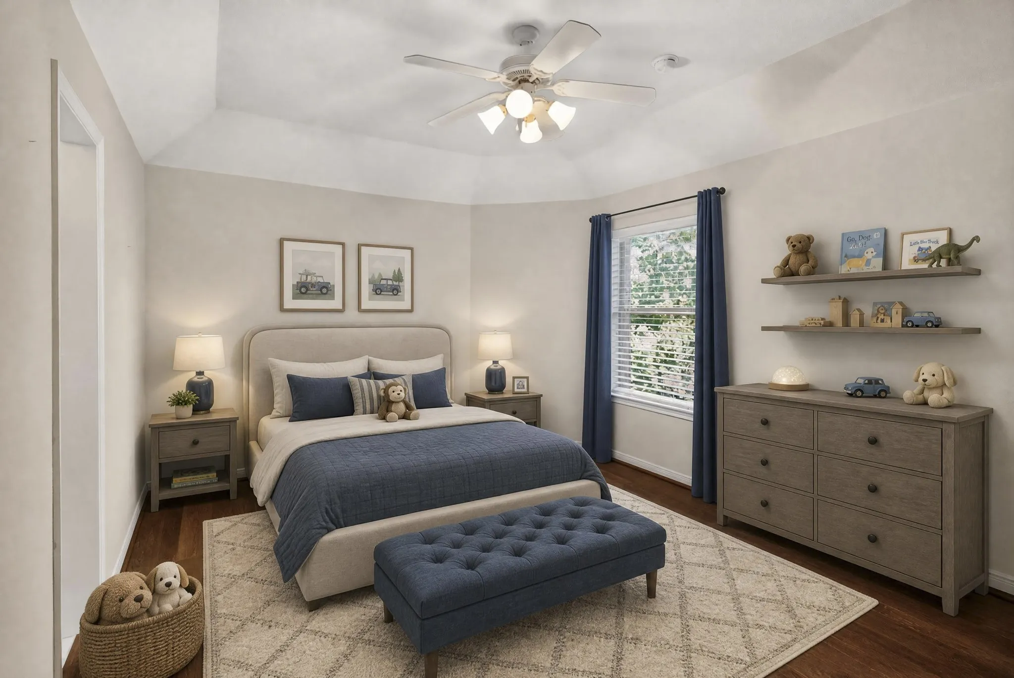 Virtually staged secondary bedroom 4 with attached jack and jill bath.