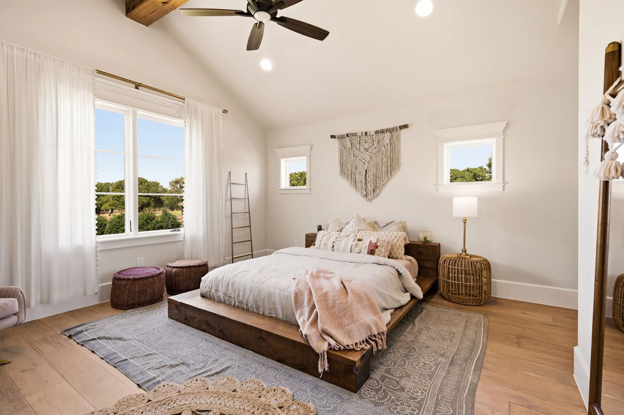 A peaceful secondary bedroom with warm natural light.