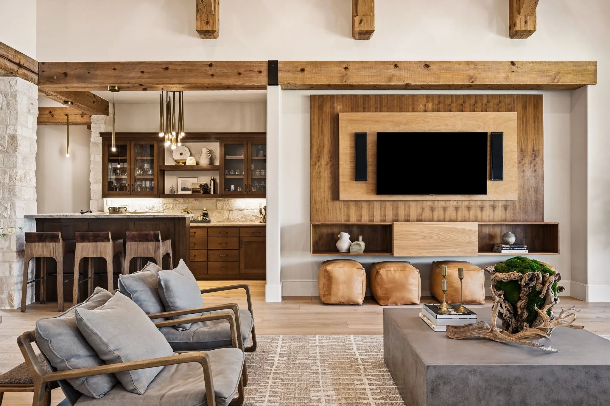 A beautifully appointed bar creates a natural destination for entertaining.