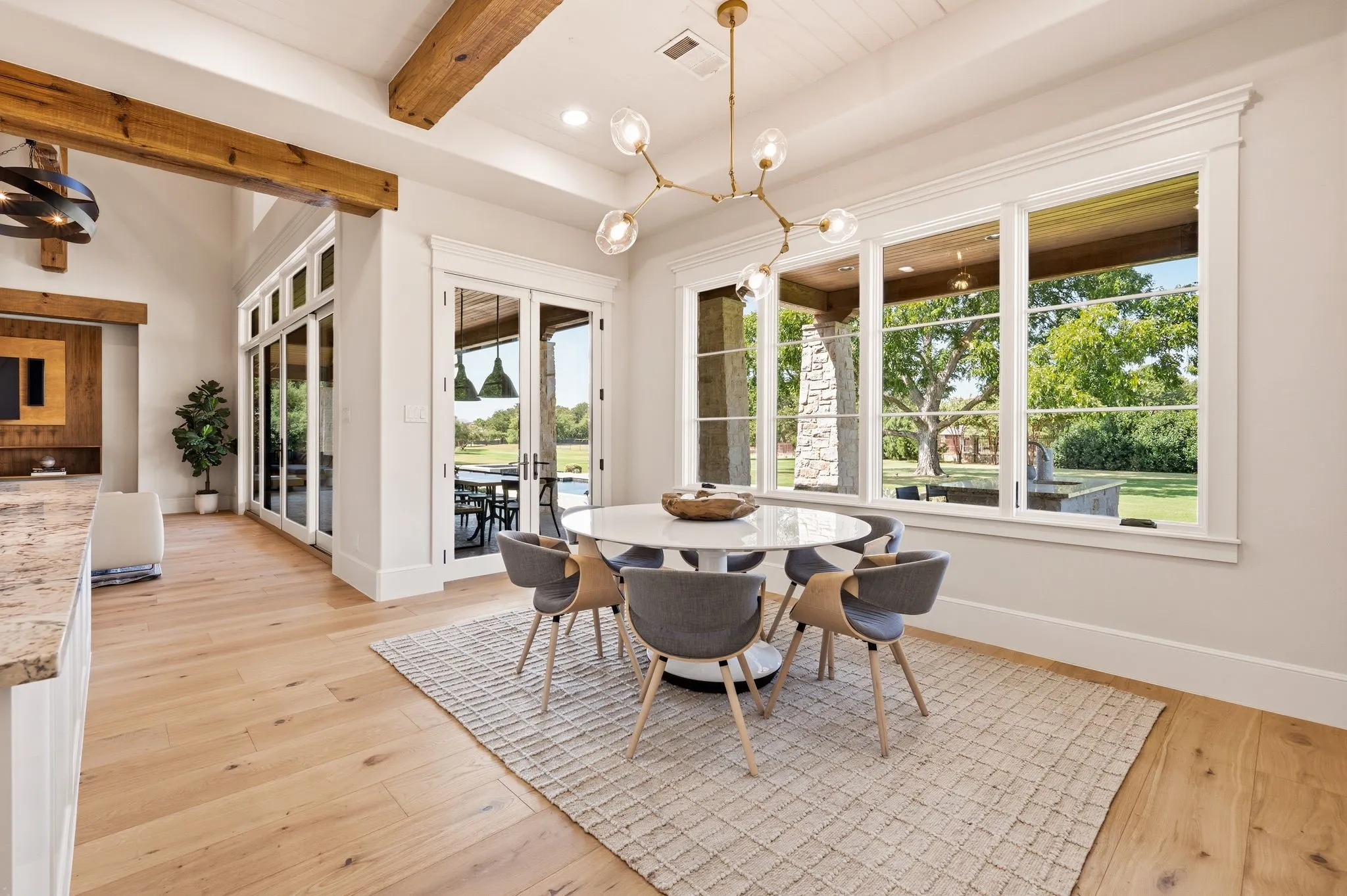 Sun-filled dining with peaceful views of the outdoors.
