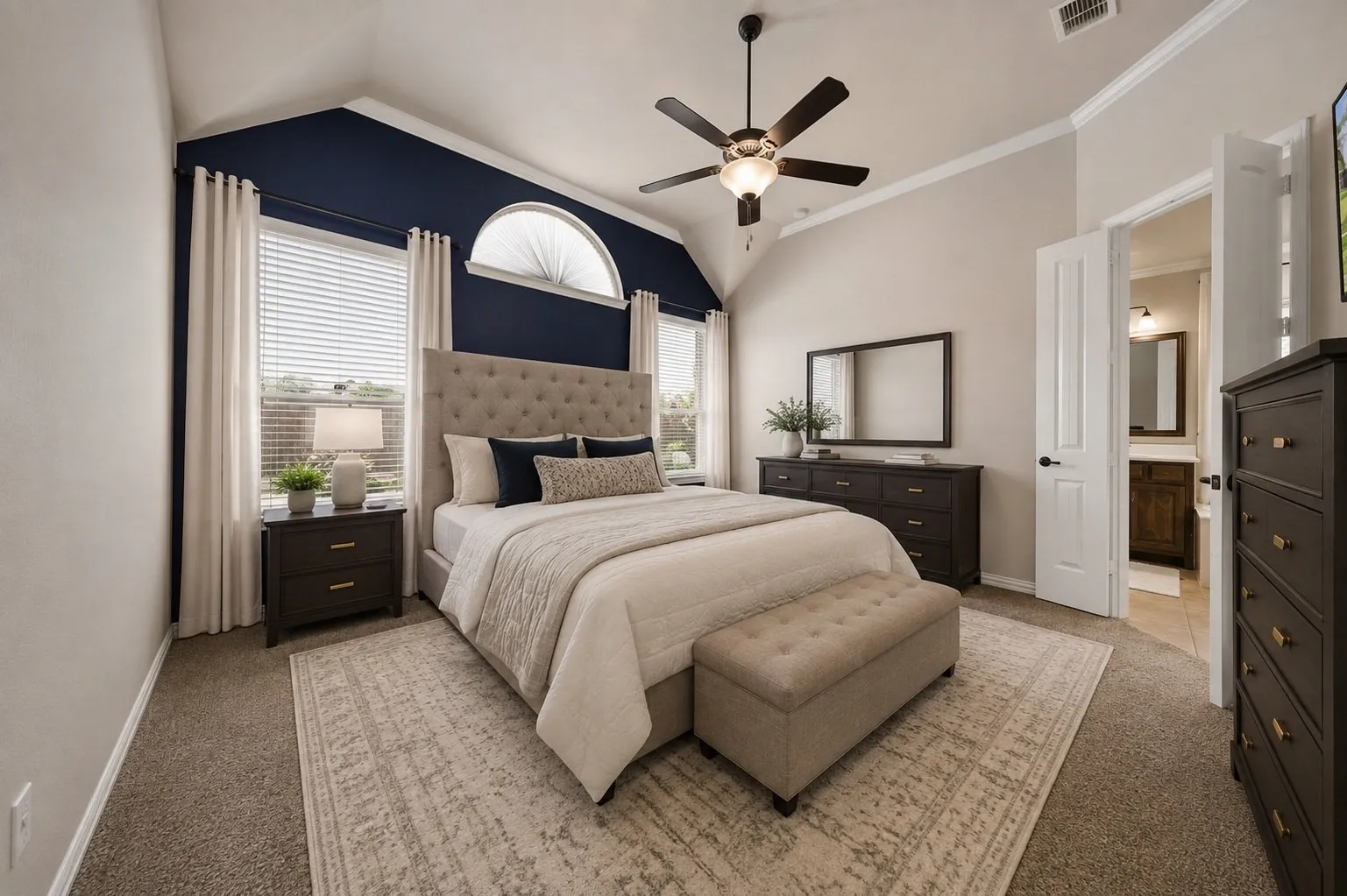 Virtually staged primary room