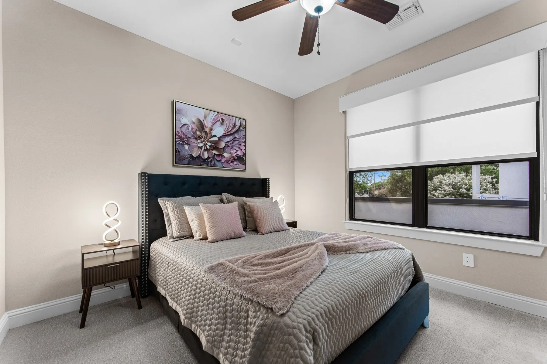 Spacious bedroom with walk-in closet
