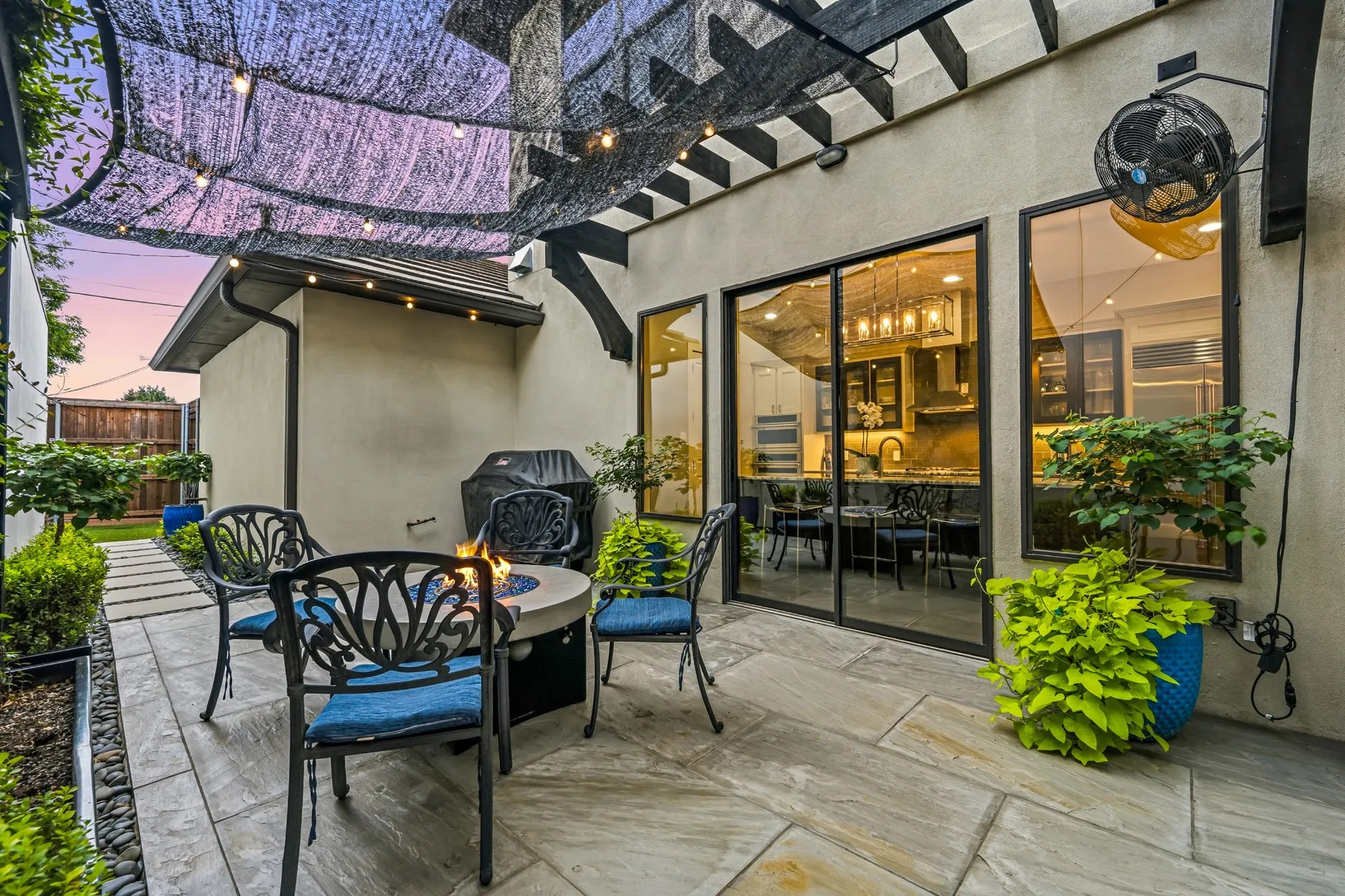Upgraded landscaping on the grilling patio