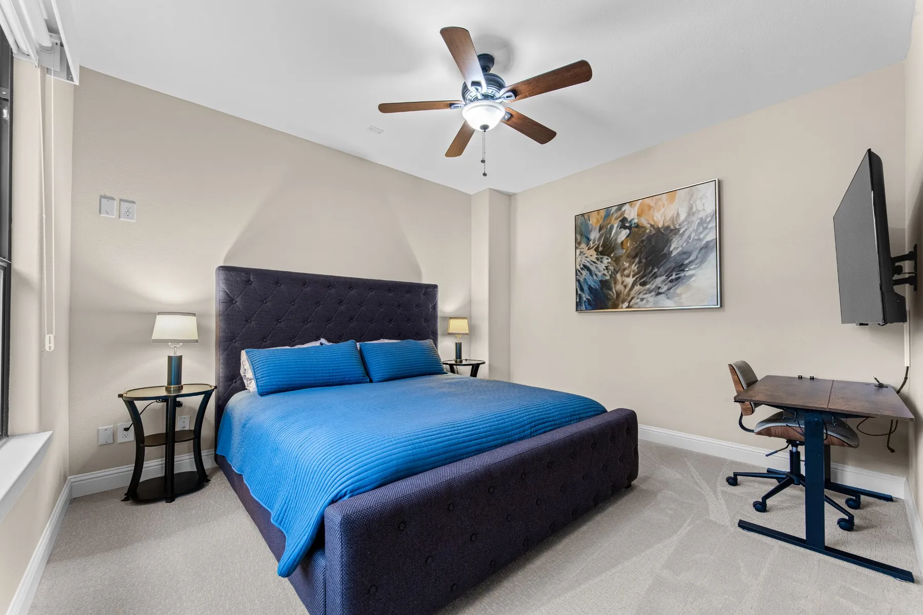 Spacious bedroom with walk-in closet