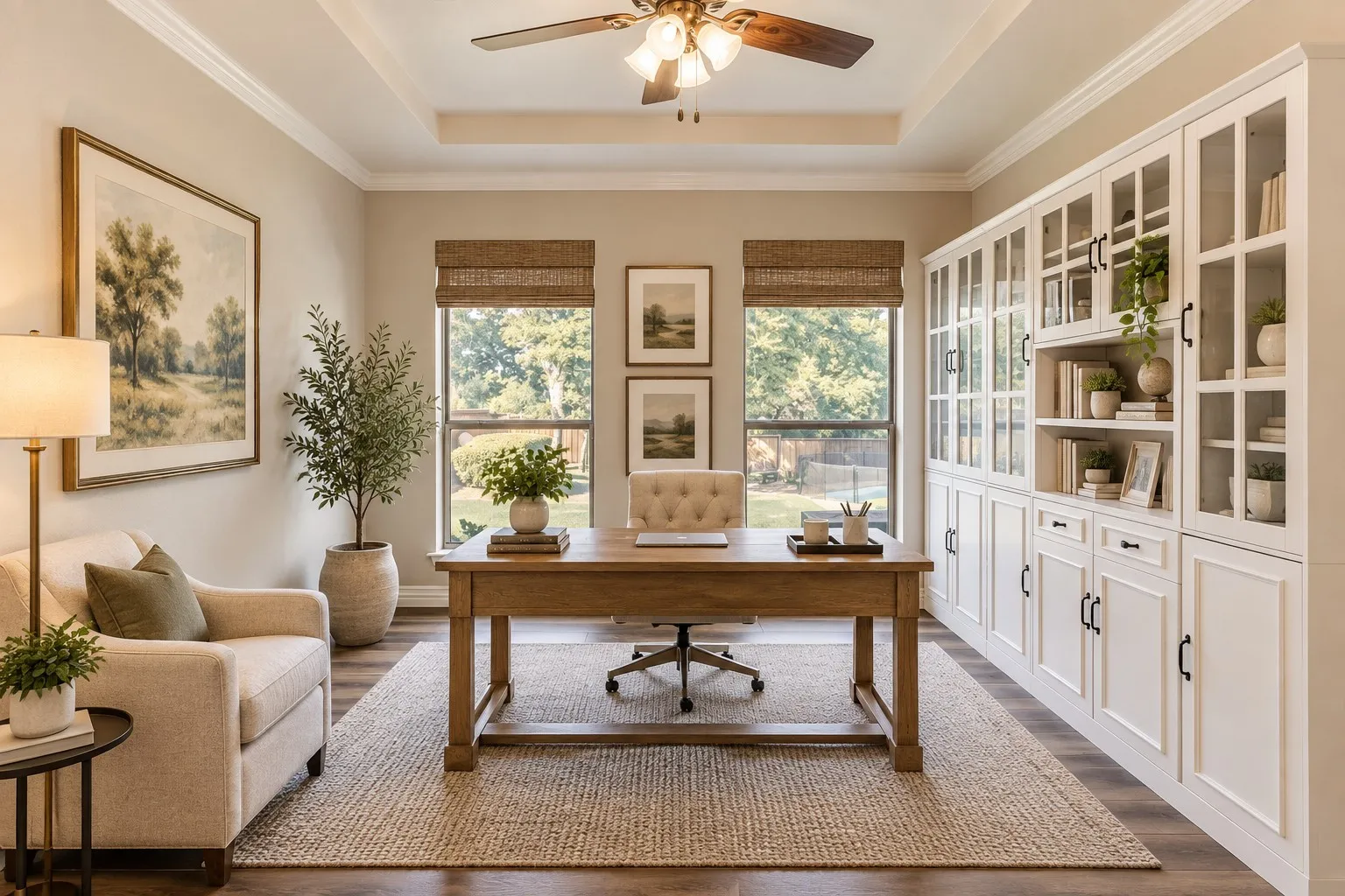 virtually staged office or flex space off kitchen