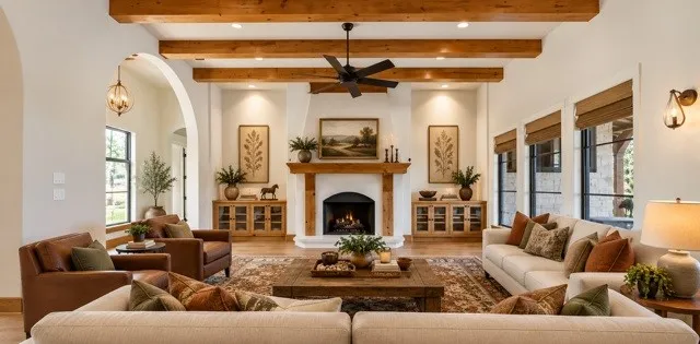 Virtually Staged Living Room. Room not to scale.