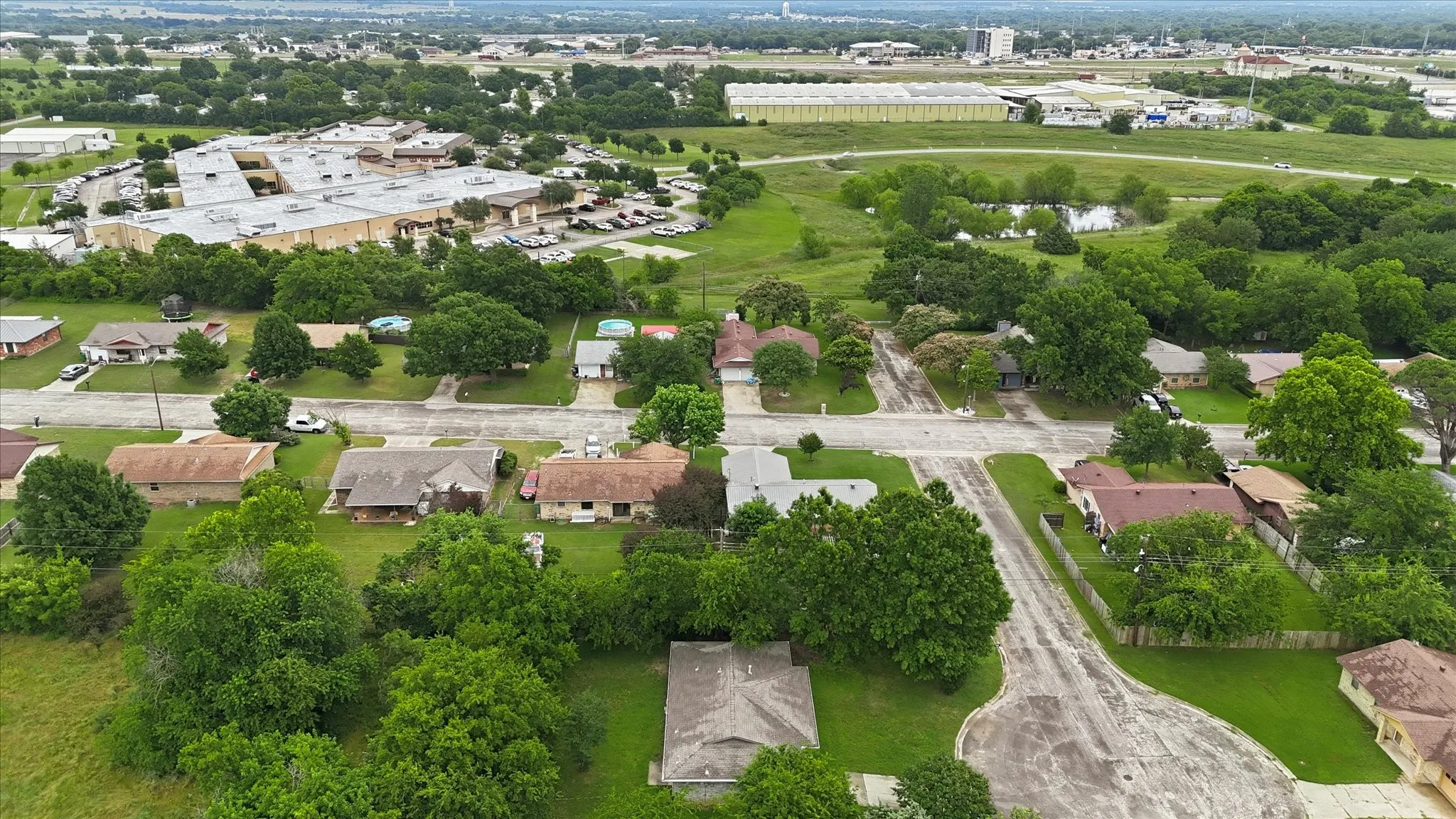 Residential neighborhood with established homes and mature trees