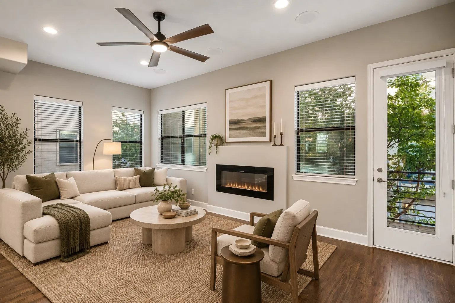 Living room virtually staged
