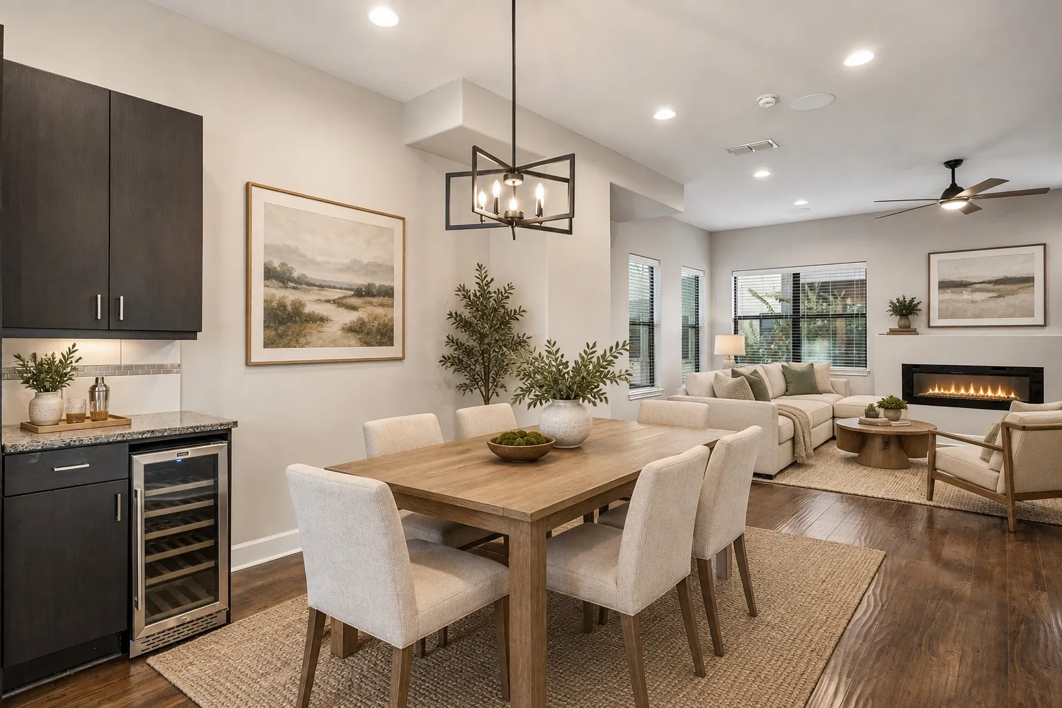 Dining area virtually staged