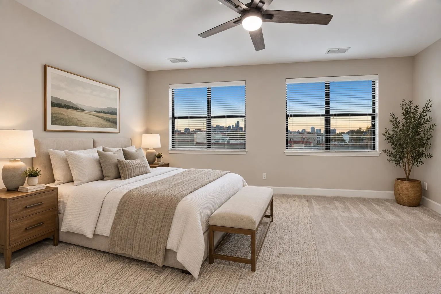 Primary bedroom virtually staged